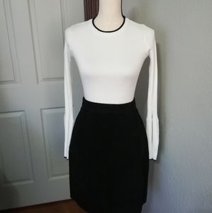 NWOT British White Ribbed Bell Sleeve Shirt